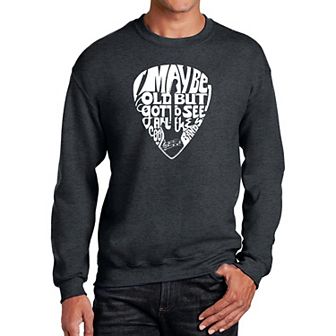 Guitar Pick - Mens Word Art Crewneck Sweatshirt