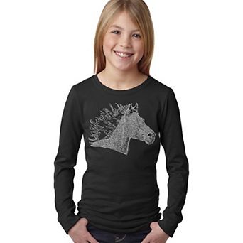 Horse Mane - Girl's Word Art Long Sleeve
