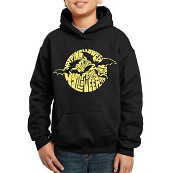 Boy's Word Art Hooded Sweatshirt - Halloween Bats