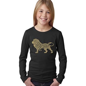 Lion - Girl's Word Art Long Sleeve