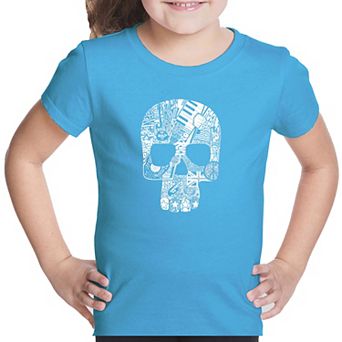 Rock n Roll Skull - Girl's Word Art T-Shirt