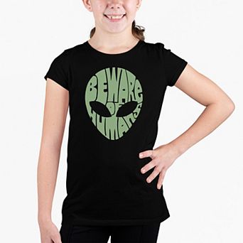 Beware of Humans - Girl's Word Art T-shirt