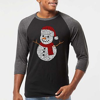 Christmas Snowman - Men's Raglan Baseball Word Art T-Shirt