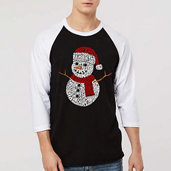 Christmas Snowman - Men's Raglan Baseball Word Art T-Shirt