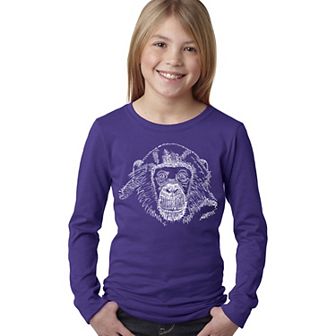 Chimpanzee - Girl's Word Art Long Sleeve