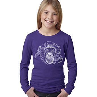 Chimpanzee - Girl's Word Art Long Sleeve