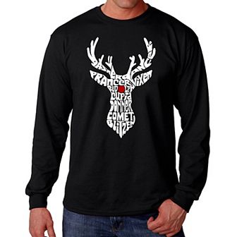 Men's Word Art Long Sleeve T-shirt - Santa's Reindeer