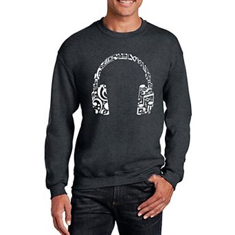 Music Note Headphones - Mens Word Art Crewneck Sweatshirt