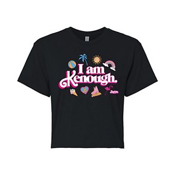Juniors' Barbie The Movie I Am Kenough Icons Cropped Graphic Tee
