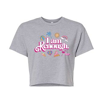 Juniors' Barbie The Movie I Am Kenough Icons Cropped Graphic Tee
