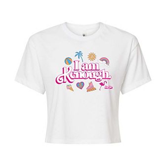 Juniors' Barbie The Movie I Am Kenough Icons Cropped Graphic Tee