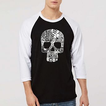 Rock n Roll Skull - Men's Raglan Baseball Word Art T-Shirt