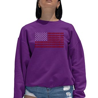 Usa Flag - Women's Word Art Crewneck Sweatshirt
