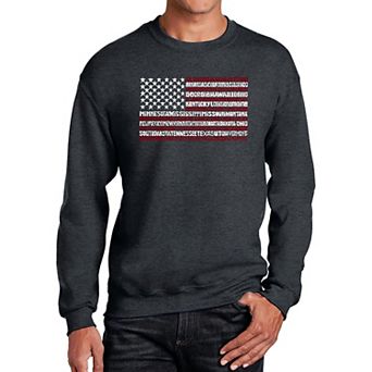 50 States USA Flag - Men's Word Art Crewneck Sweatshirt