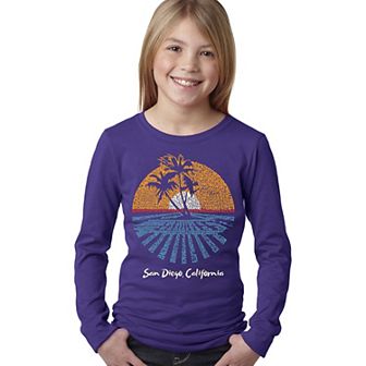 Cities In San Diego - Girl's Word Art Long Sleeve