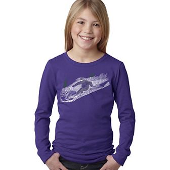 Ski - Girl's Word Art Long Sleeve