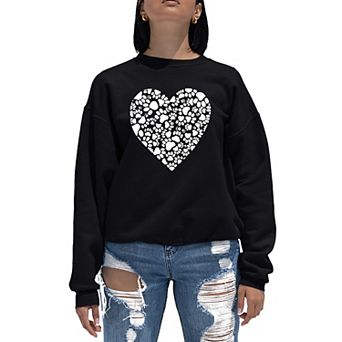 Paw Prints Heart - Women's Word Art Crewneck Sweatshirt