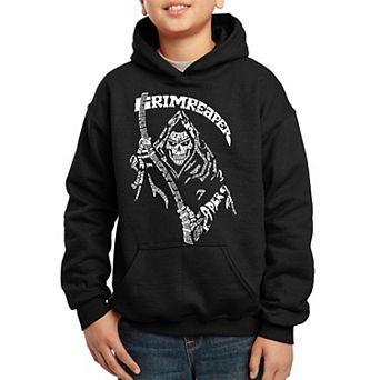 Boy's Word Art Hooded Sweatshirt - Grim Reaper