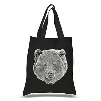 Small Word Art Tote Bag - Bear Face