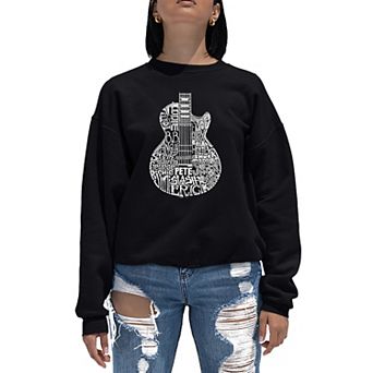 Rock Guitar Head - Women's Word Art Crewneck Sweatshirt