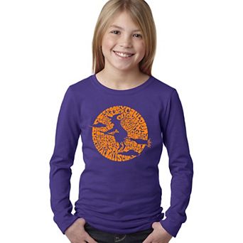 Girl's Word Art Long Sleeve - Spooky Witch