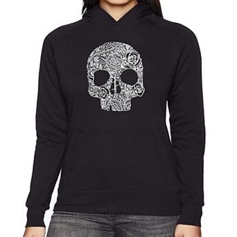 Flower Skull - Women's Word Art Hooded Sweatshirt