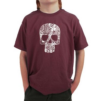 Rock n Roll Skull - Boy's Word Art T-Shirt