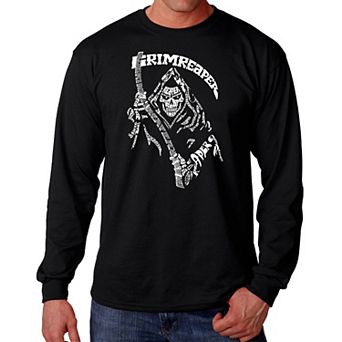 Men's Word Art Long Sleeve T-shirt - Grim Reaper