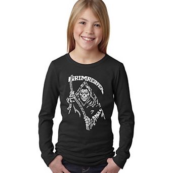 Girl's Word Art Long Sleeve - Grim Reaper