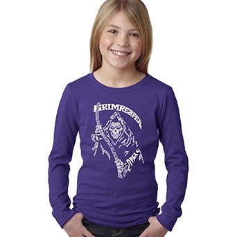 Girl's Word Art Long Sleeve - Grim Reaper