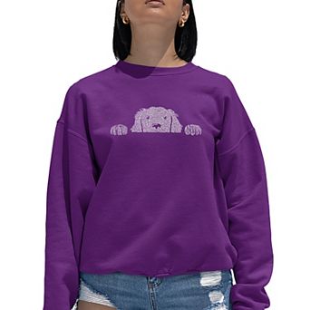 Peeking Dog - Women's Word Art Crewneck Sweatshirt