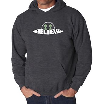 Believe UFO - Men's Word Art Hooded Sweatshirt