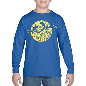 Boy's Word Art Long Sleeve - Halloween Bats