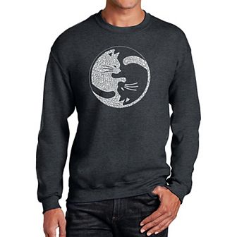 Yin Yang Cat - Mens Word Art Crewneck Sweatshirt