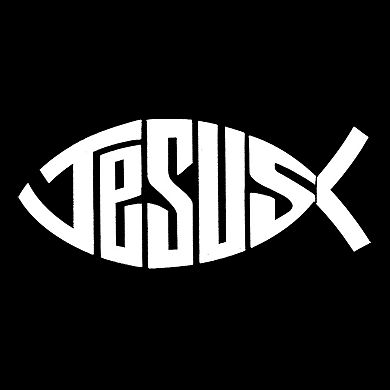 Christian Jesus Name Fish Symbol - Mens Word Art Crewneck Sweatshirt