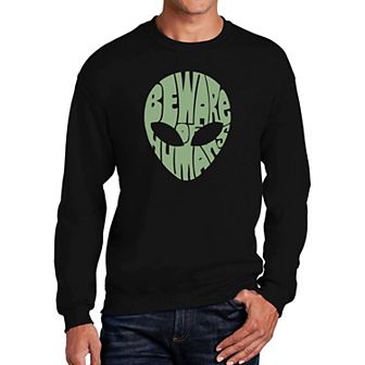 Beware Of Humans - Mens Word Art Crewneck Sweatshirt