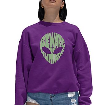 Beware Of Humans - Women's Word Art Crewneck Sweatshirt