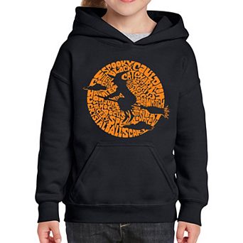 Girl's Word Art Hooded Sweatshirt - Spooky Witch