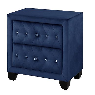 Sophia Modern Style 2-Drawer Nightstand made with Wood & Upholstery