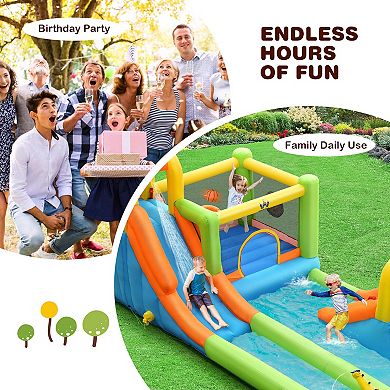 7-In-1 Jumping Bouncer Castle with 735W Blower for Backyard