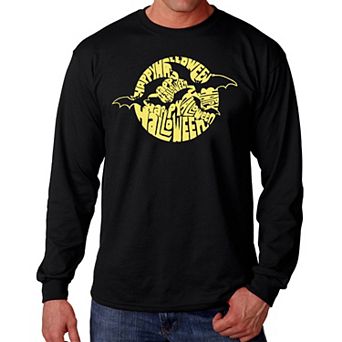 Men's Word Art Long Sleeve T-shirt - Halloween Bats