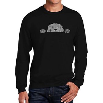 Peeking Dog - Mens Word Art Crewneck Sweatshirt