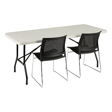 Norwood Commercial Furniture Rectangular Outdoor/Indoor Blow Molded Plastic Folding Table