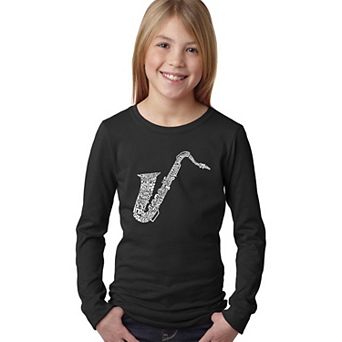Sax - Girl's Word Art Long Sleeve
