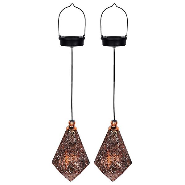 MAGGIFT 2 Pack Solar Hanging Lights Outdoor Lanterns, Vintage Design