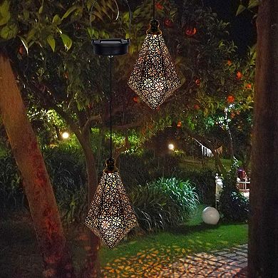 MAGGIFT 2 - Pack Solar Hanging Lights: Outdoor Lanterns, Vintage Design