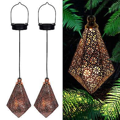 MAGGIFT 2 - Pack Solar Hanging Lights: Outdoor Lanterns, Vintage Design