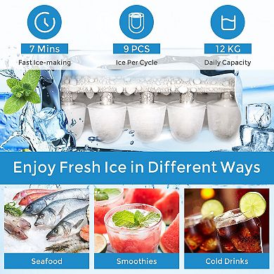Efficient 26 lbs Portable Ice Maker - Countertop Ice Machine with LCD Display and Ice Scoop