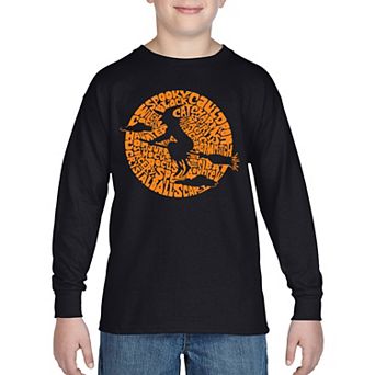 Boy's Word Art Long Sleeve - Spooky Witch