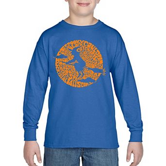 Boy's Word Art Long Sleeve - Spooky Witch